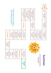 English Worksheet: Board game - Summer - conversation questions