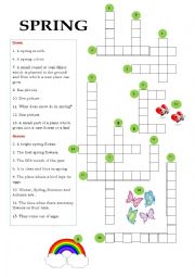 English Worksheet: spring crosswords