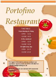 English Worksheet: English Menu; Starter, Main course and desert