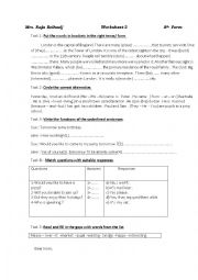 English Worksheet: revision papres Grade 8 Tunisian programme