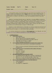 English Worksheet: television