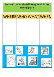 English Worksheet: Wh-questions classification