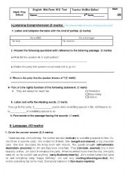 mid term 2 English test for the eighth formers