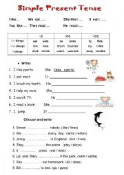 English Worksheet: Simple Present  Affirmative easy