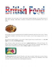 English Worksheet: Food reading comprehension
