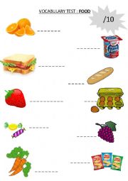 English Worksheet: Test vocabulary food