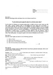 English Worksheet: Reading about future tenses