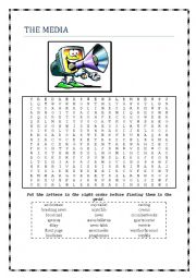 English Worksheet:  Media Wordsearch