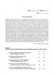 English Worksheet: Reading about data theft