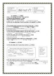 English Worksheet: Mid term test n2 (8th form)