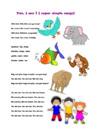 English Worksheet: Yes, I can! song