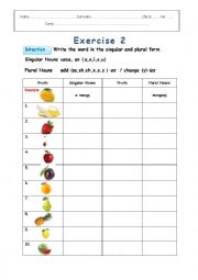 English Worksheet: Fruits