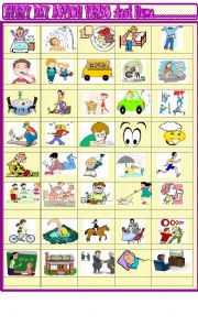 English Worksheet: Everyday action verbs:  2 page vocabulary test 2