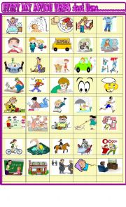 Everyday action verbs:  2 page vocabulary test 2