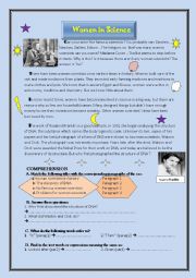 English Worksheet: WOMEN IN SCIENCE