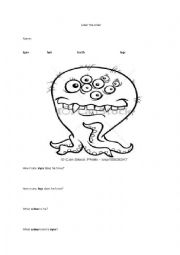 English Worksheet: Label the Alien 