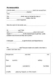 English Worksheet: Writing frame for newspaper article about a resuce