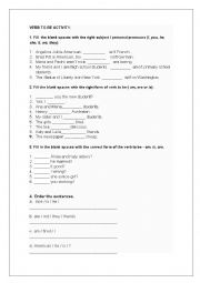 English Worksheet: VERB TO BE 