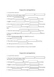 English Worksheet: comparatives and superlatives