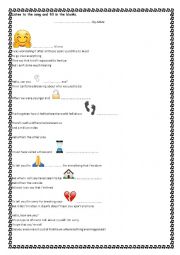 English Worksheet: Hello by Adele