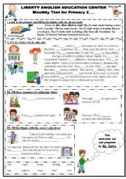 Grammar Monthly Test for Primary 2