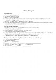 English Worksheet: Autumn Dialogues