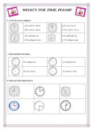 English Worksheet: Telling time