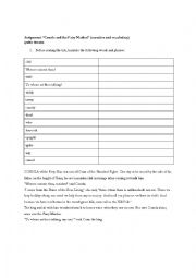English Worksheet: Connla and the Fairy Maiden (vocabulary, reading, writing)