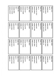 English Worksheet: Personal Information cards