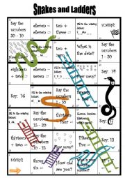 English Worksheet: snakes and ladders