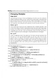 English Worksheet: Changing lifestyles