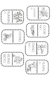 English Worksheet: present continuous domino