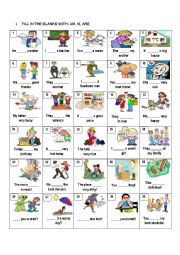 English Worksheet: VERB TO BE WITH IMAGES...MULTI CHOICE ACTIVITY