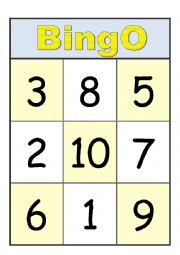 English Worksheet: Numbers - Bingo