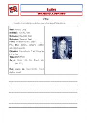 English Worksheet: WRITING ABOUT FASHION