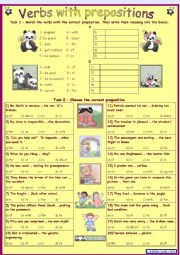 Verbs with prepositions 1 *** for intermediate and advanced learners *** with key *** fully editable RE-UPLOADED