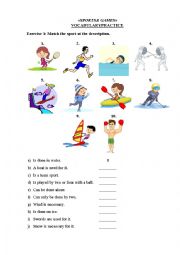 English Worksheet: Sports & Games (Vocabulary Practice)