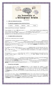 English Worksheet: The Benefits of a Bilingual Brain