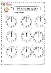 English Worksheet: What time is it?