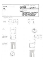 English Worksheet: Living room worksheet