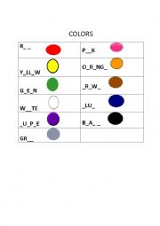 English Worksheet: Match to the colors