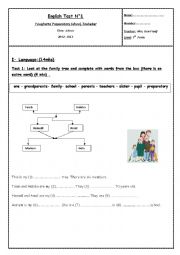 English Worksheet: mid - term exam 1 for 7th form