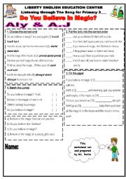 English Worksheet: Listening through the song