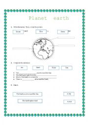English Worksheet: PLANET EARTH
