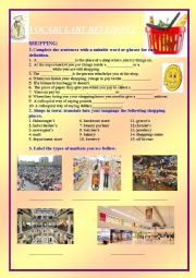 English Worksheet: Revision of vocabulary 2: shopping