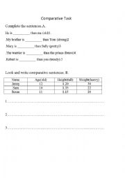 English Worksheet: comparative task