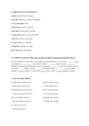 English Worksheet: subect and object pronouns