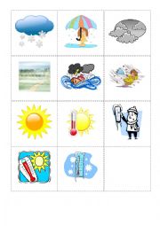 English Worksheet: weather matching cards