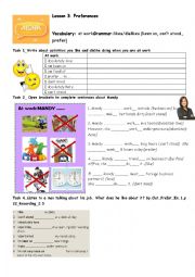 English Worksheet: Likes/Dislikes_Activities at work_Keen on, Fond of, Prefer