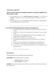 English Worksheet: presenting an argument